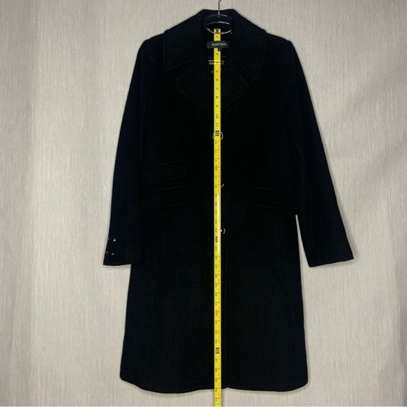 Ellen Tracy Wool Blend Black Trench Long Coat Single Breasted | Size 10 - Picture 15 of 17